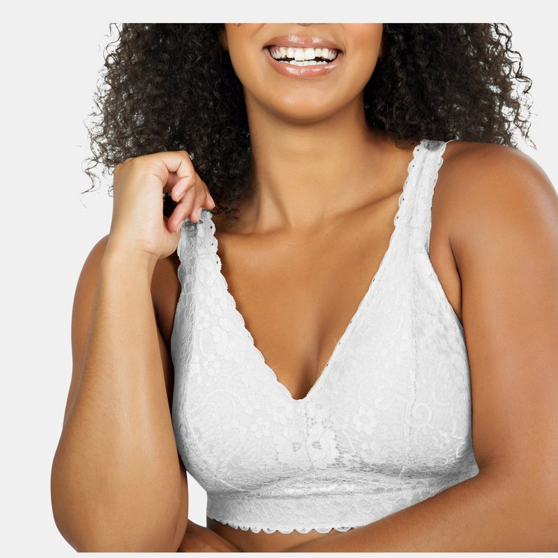 Parfait Adriana Wire-free Lace Bralette In Pearl White