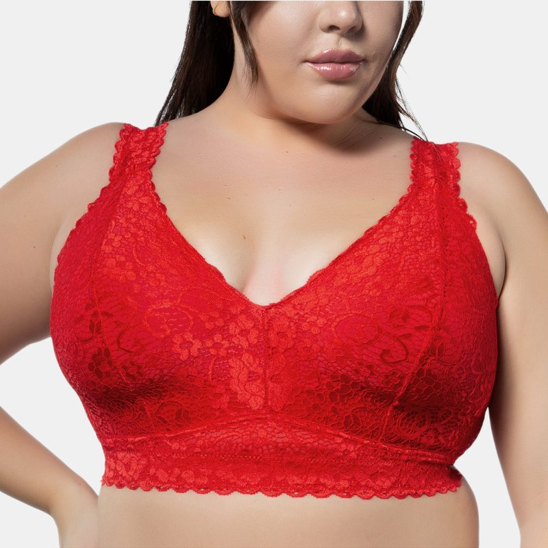 Parfait Adriana Wire-free Lace Bralette In Red