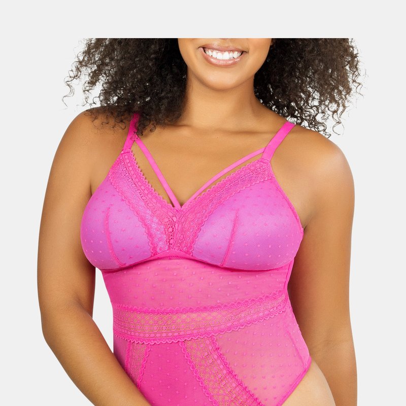 Parfait Mia Dot Wire-free Bodysuit In Bright Pink