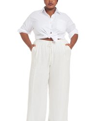 Andy Slub Gauze Pajama Pant - White - White