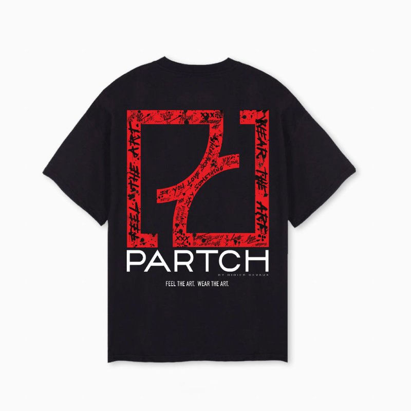 Partch Art  Print Oversized T-shirt Black Organic Cotton