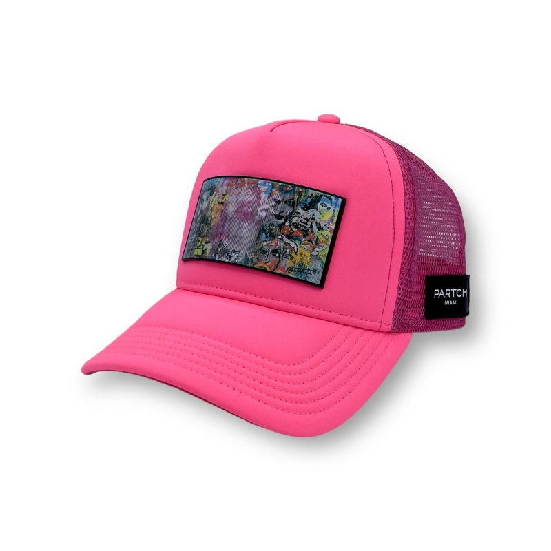 Partch Dreams Art Trucker Hat Pink With Removable Clip