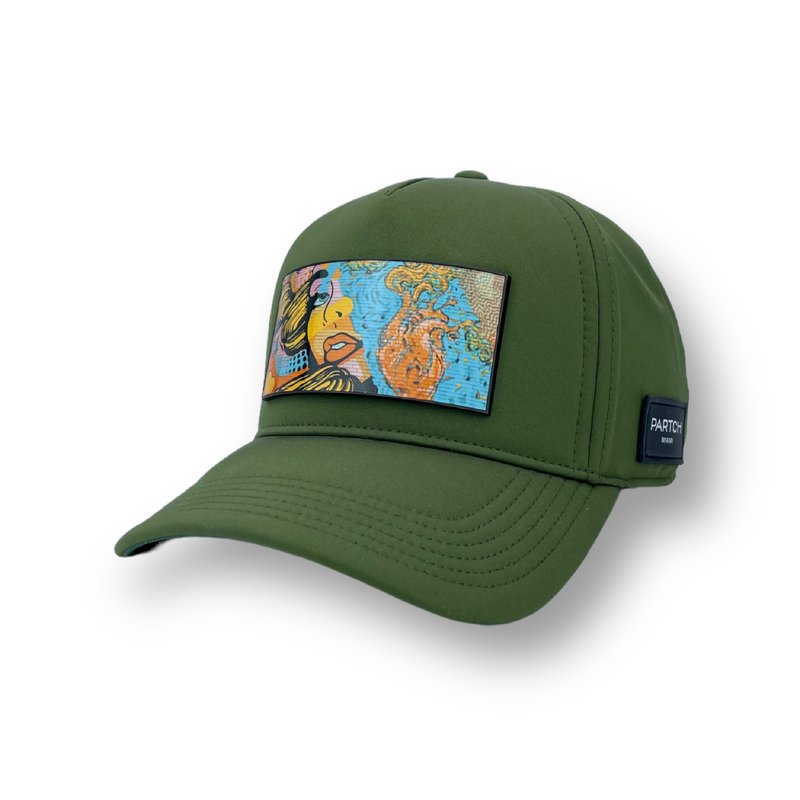 Partch Exsyt Art Trucker Hat Ff Kaki With Removable Clip In Green
