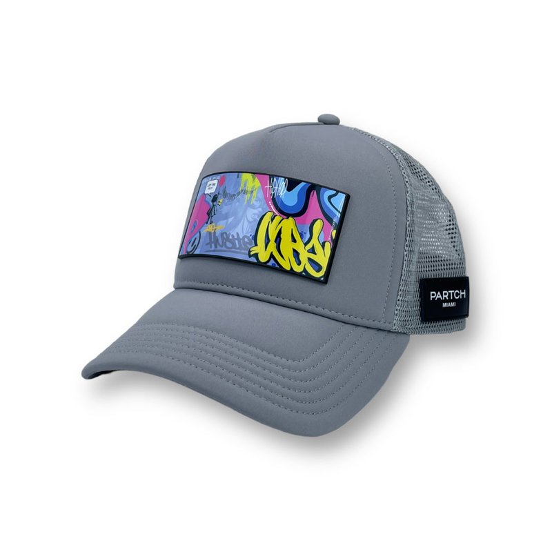 Partch Hustle Art Removable Trucker Hat In Grey