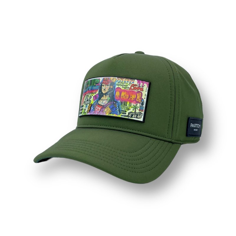 Partch Mona Art Removable Full Fabric Trucker Hat In Green