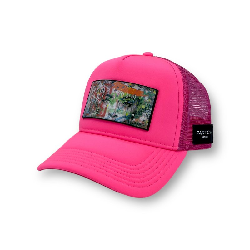 Partch Pink Trucker Hat Removable Eyes Of Love Art