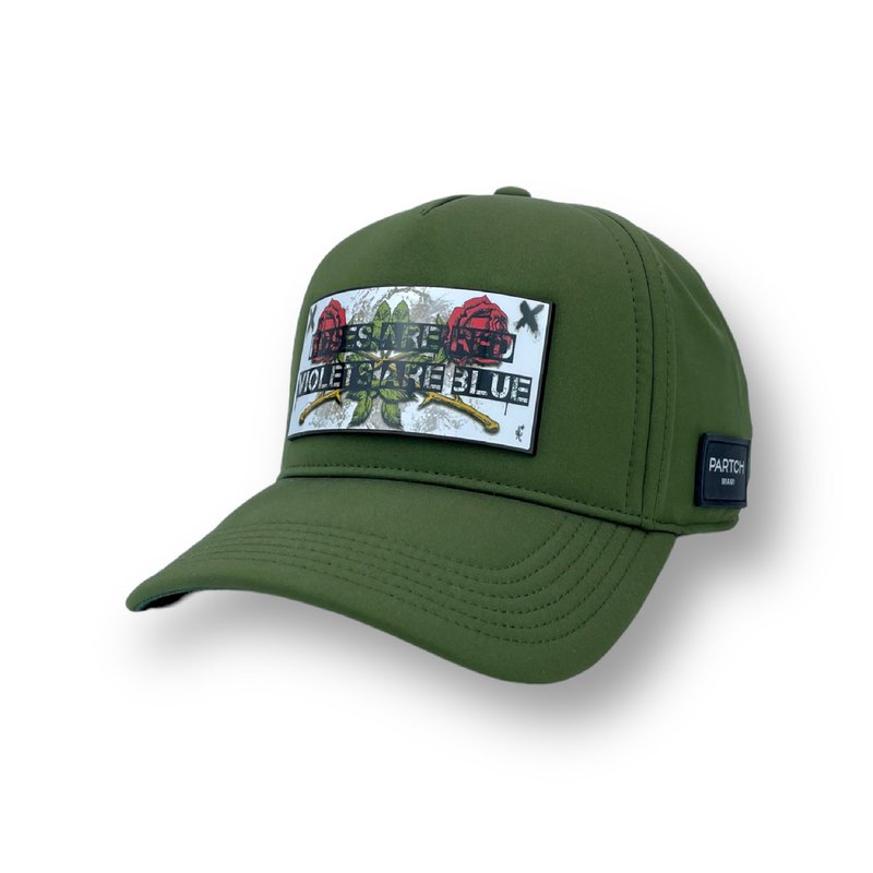 Partch Roses Art Removable Full Fabric Trucker Hat In Green
