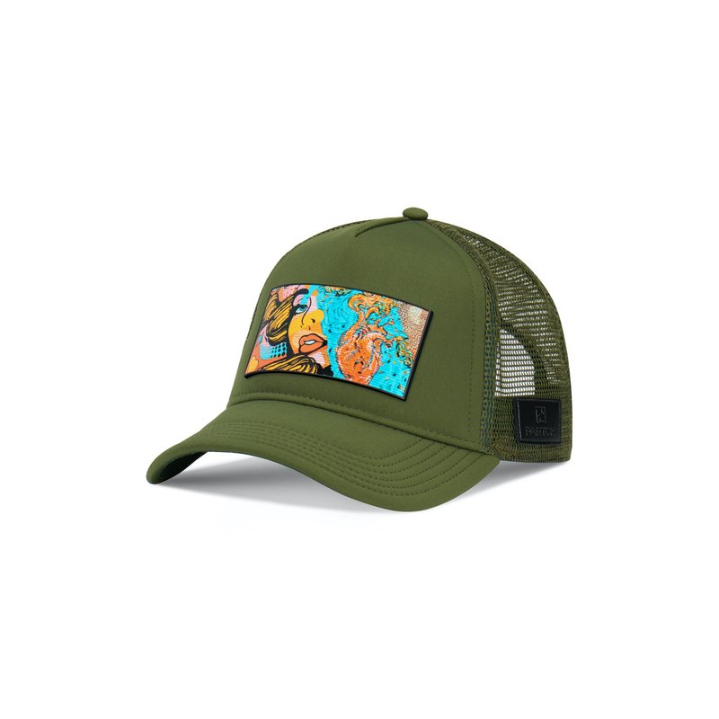 Partch Trucker Hat Kaki Removable Exsyt Art In Green