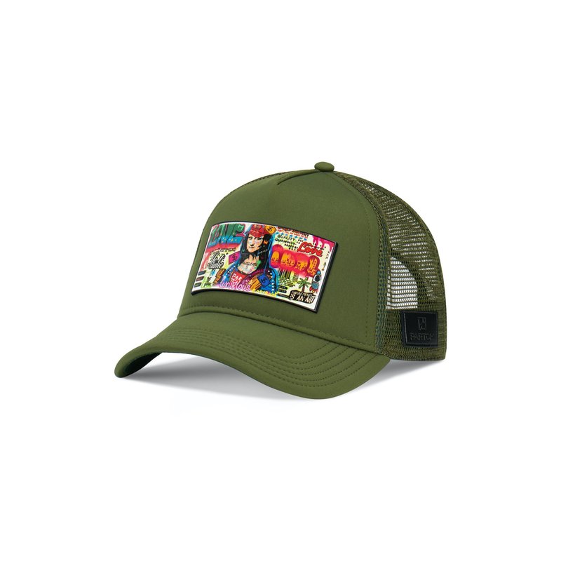 Partch Trucker Hat Kaki Removable Mona Art In Green