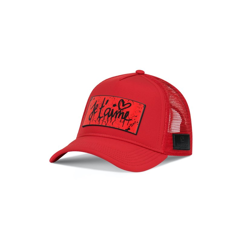 Partch Trucker Hat Red Removable Je T'aime Art