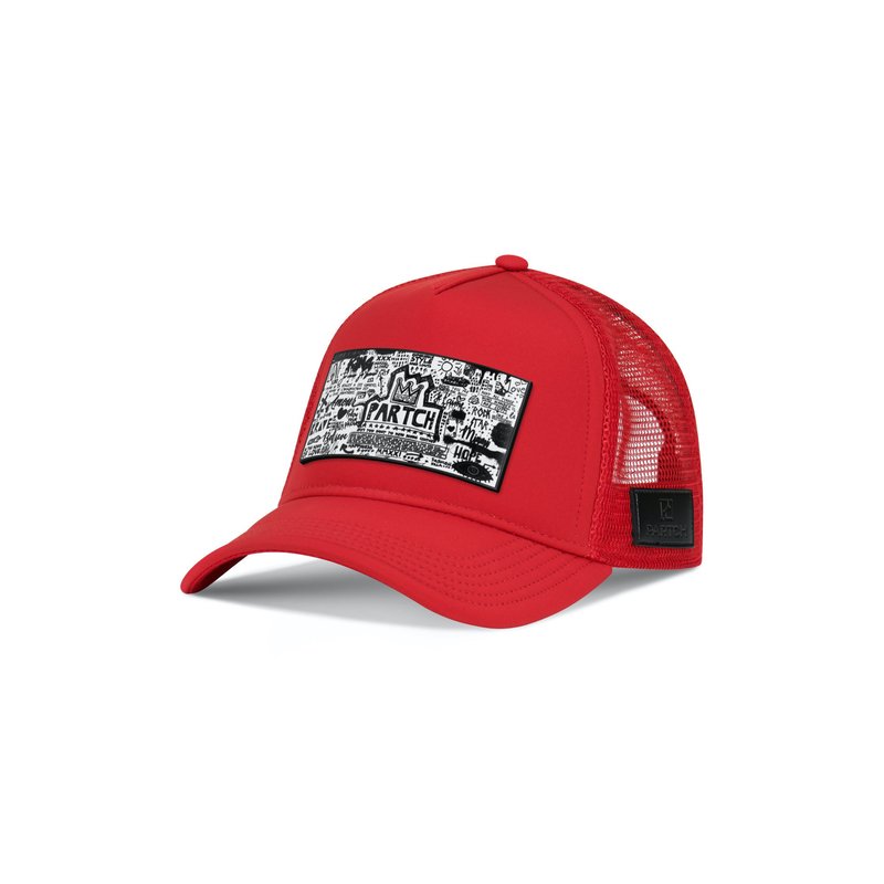 Partch Trucker Hat Red Removable Pop Love White/black Art