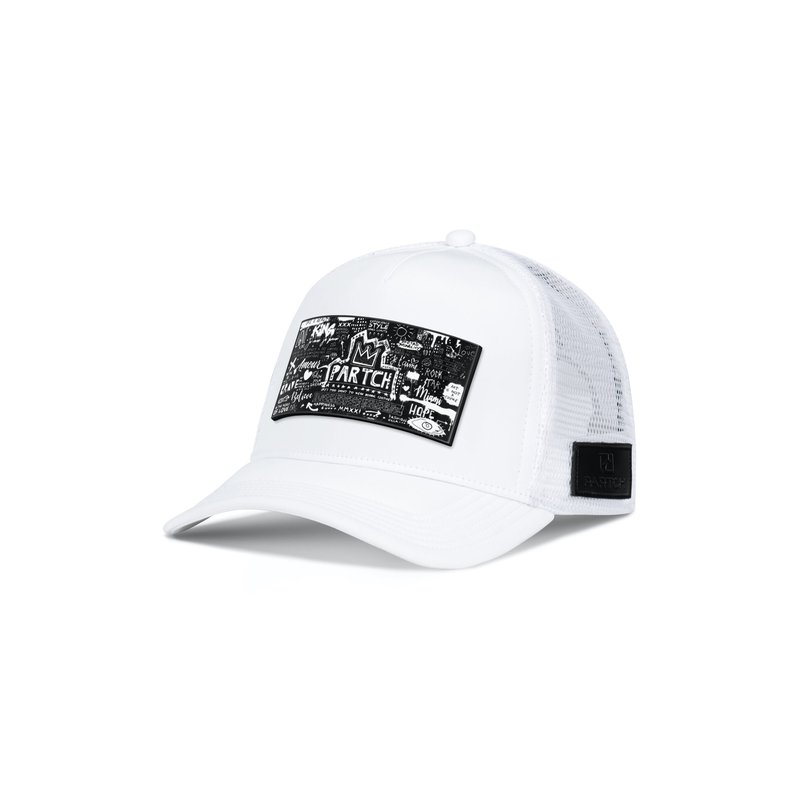 Partch Trucker Hat White Removable Pop Love