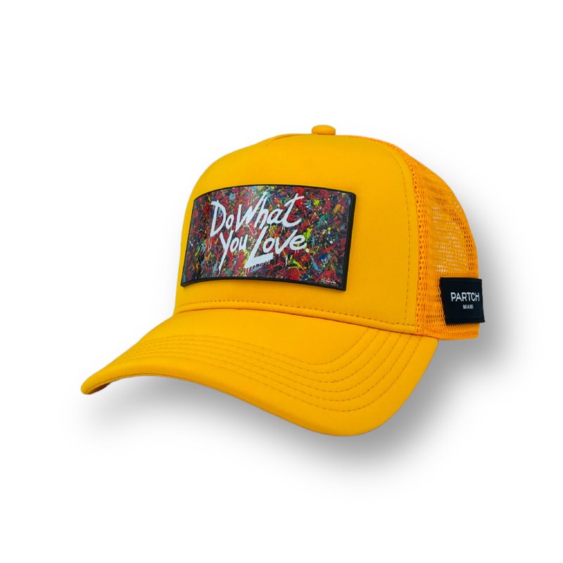 Partch Trucker Hat Yellow Removable Dwyl 77 Art -clip In Orange
