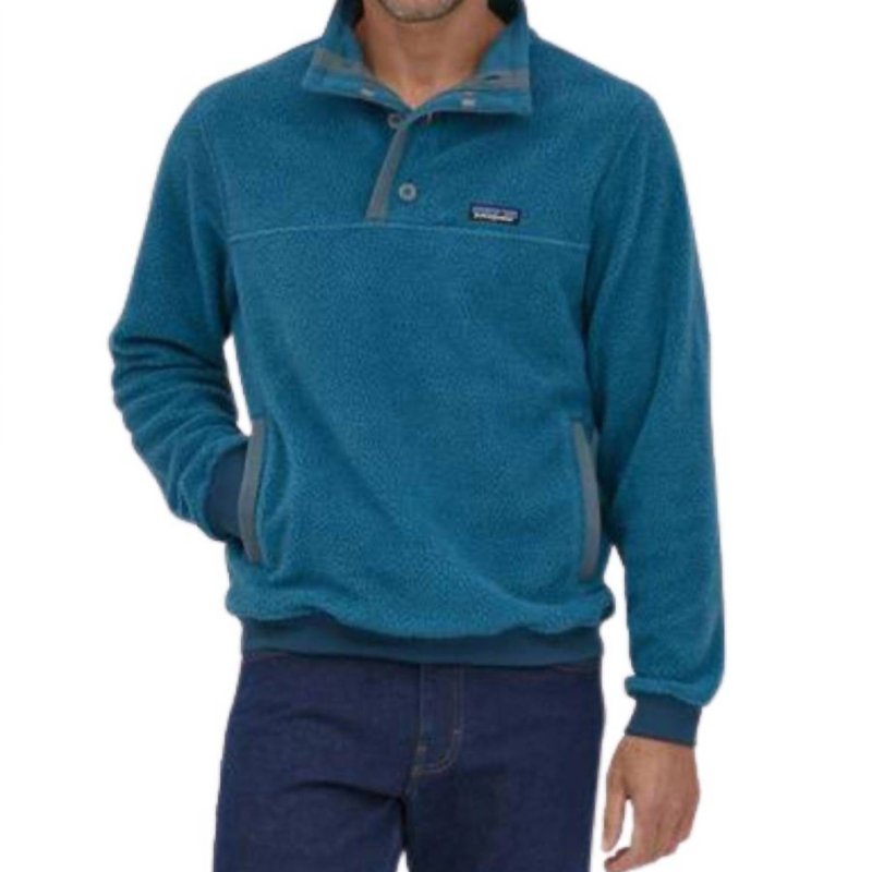 Shop Patagonia Men's Shearling Button Fleece Pullover In Blue