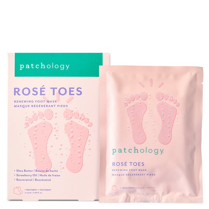 Patchology Rosé Toes Renewing Foot Mask In White
