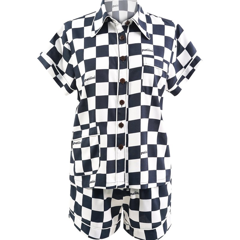 Patiini Black Checkerboard Short Sleeve Set