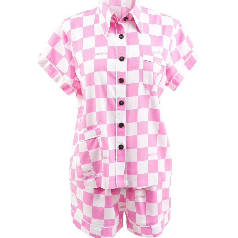 Patiini Light Pink Checkerboard Short Sleeve Set