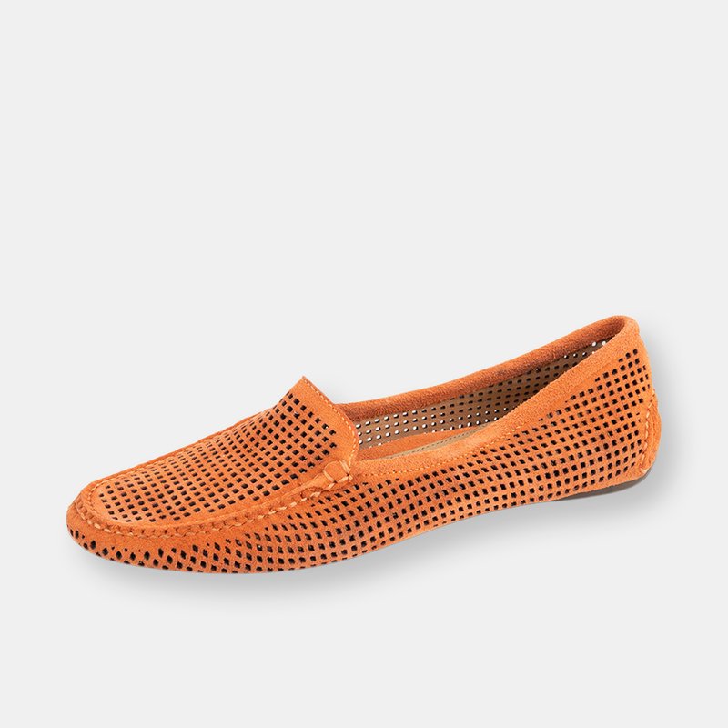 Patricia Green Barrie Driving Moccasin In Tangerine