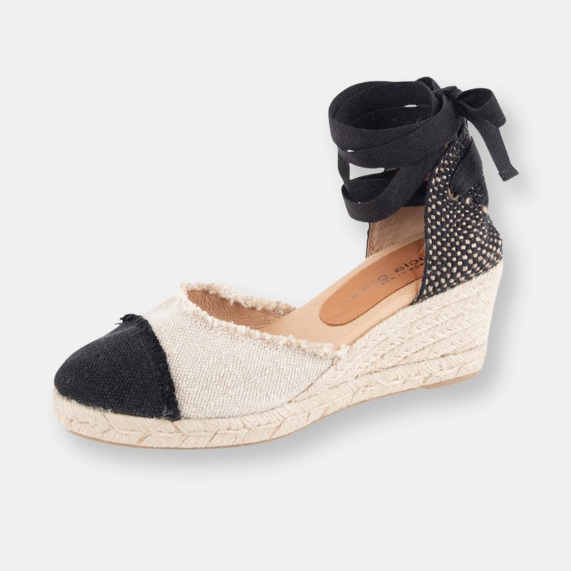 Patricia Green Elle Cap Toe Lace Up Espadrille In Natural/black