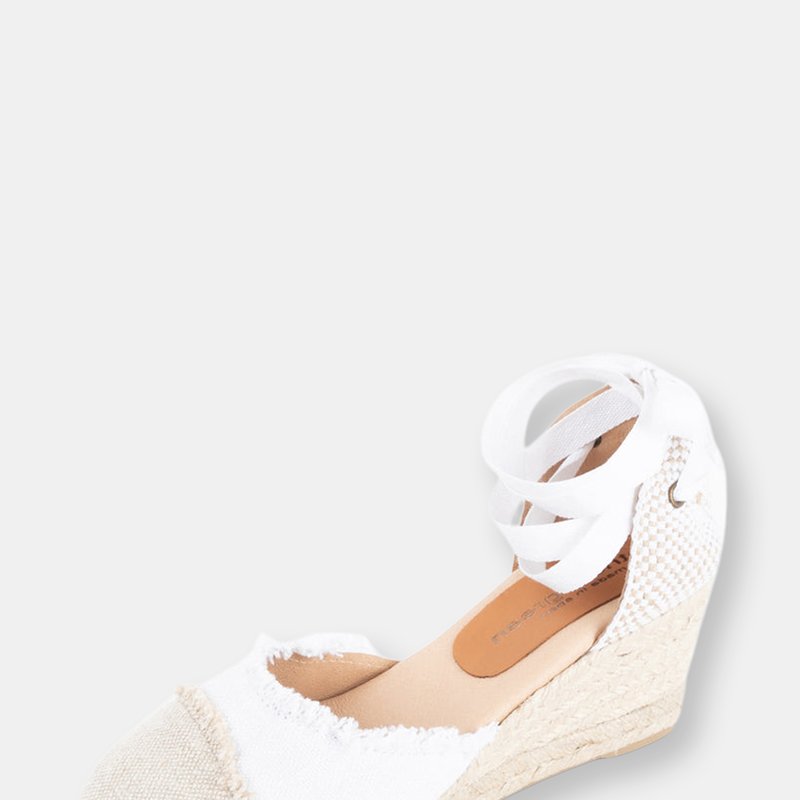Patricia Green Elle Cap Toe Lace Up Espadrille In White/camel