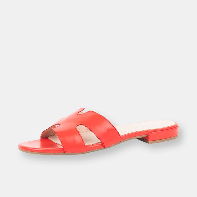 Patricia Green Hallie Flat Sandal In Red Leather