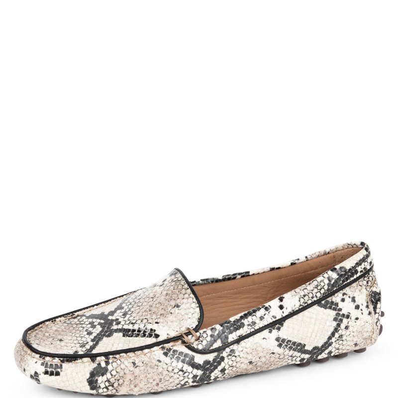 Patricia Green Jill Piped Driving Moccasin In Natural Snake Leather