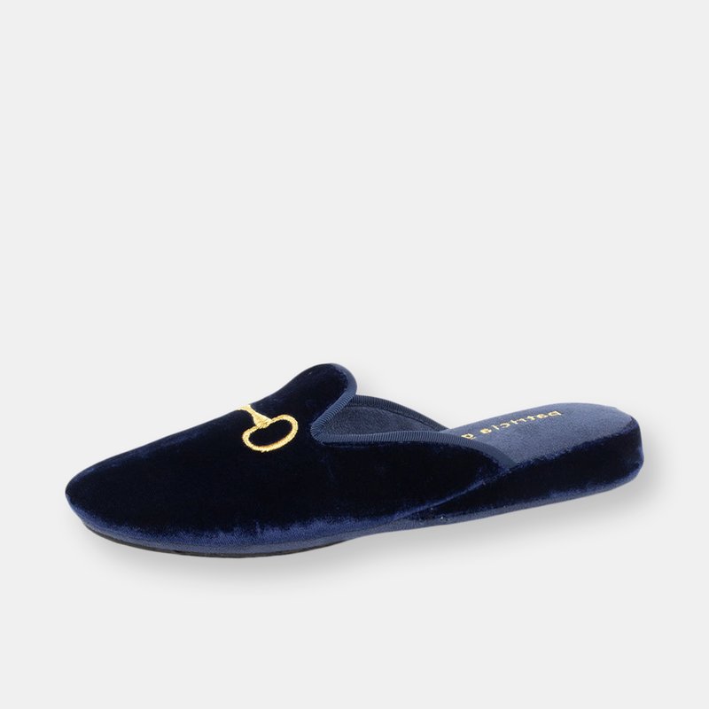 Patricia Green Milano Embroidered Slipper In Navy