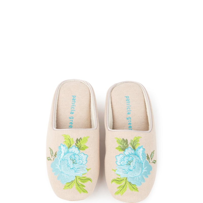 PATRICIA GREEN PEONY EMBROIDERED SLIPPER