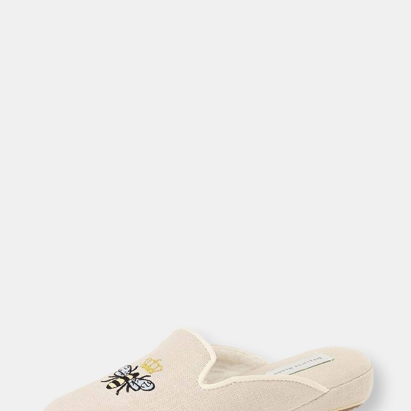 Patricia Green Queen Bee Embroidered Slipper In Linen