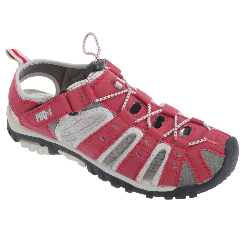 Pdq Ladies Toggle & Touch Fastening Sports Sandals In Red