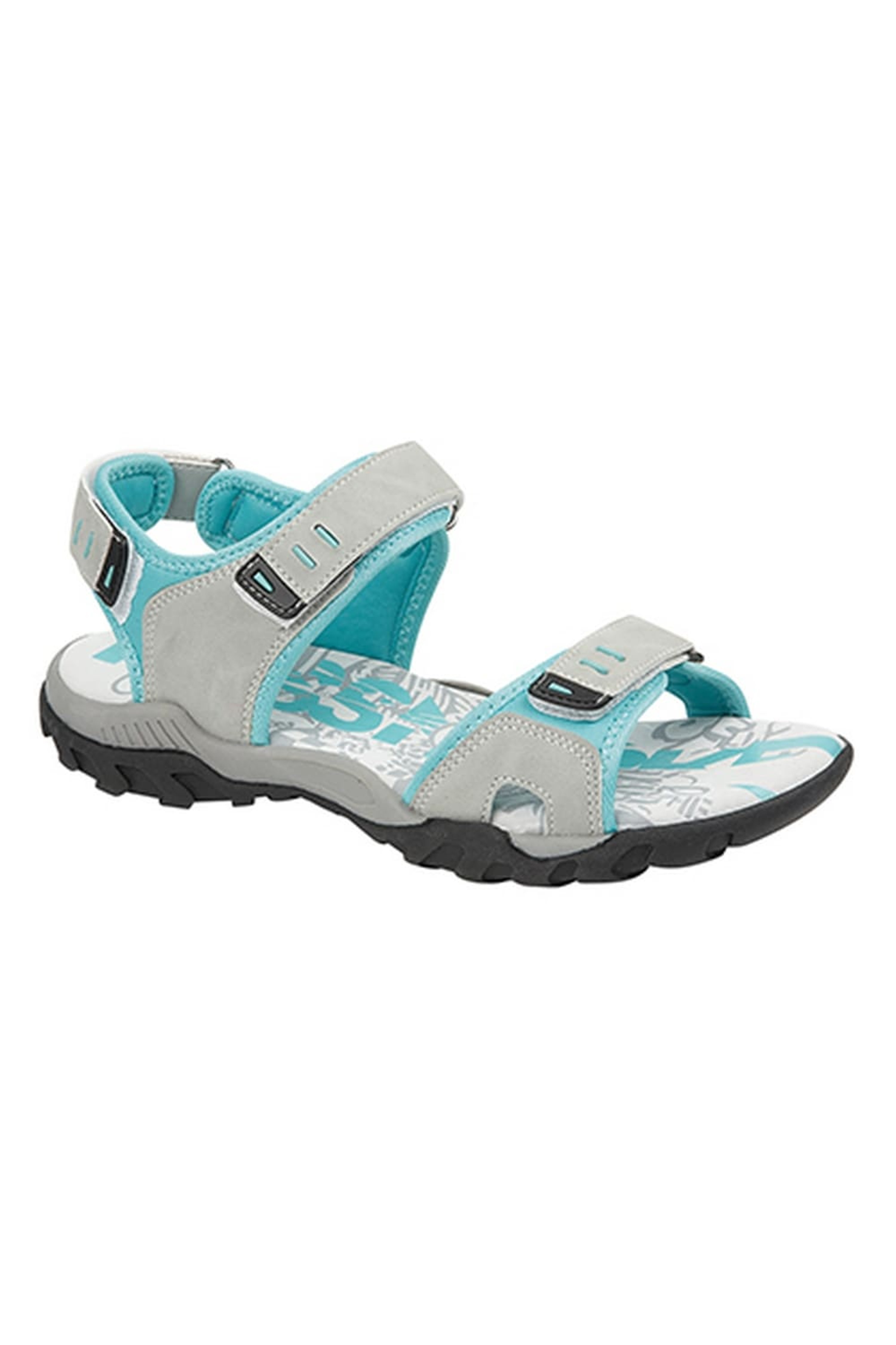 PDQ PDQ WOMENS/LADIES TOGGLE & TOUCH FASTENING SPORTS SANDALS (LIGHT GRAY/MINT)