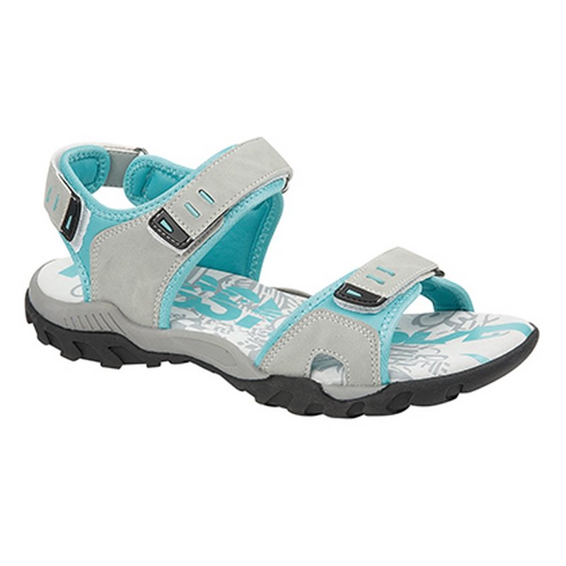 PDQ PDQ WOMENS/LADIES TOGGLE & TOUCH FASTENING SPORTS SANDALS (LIGHT GRAY/MINT)