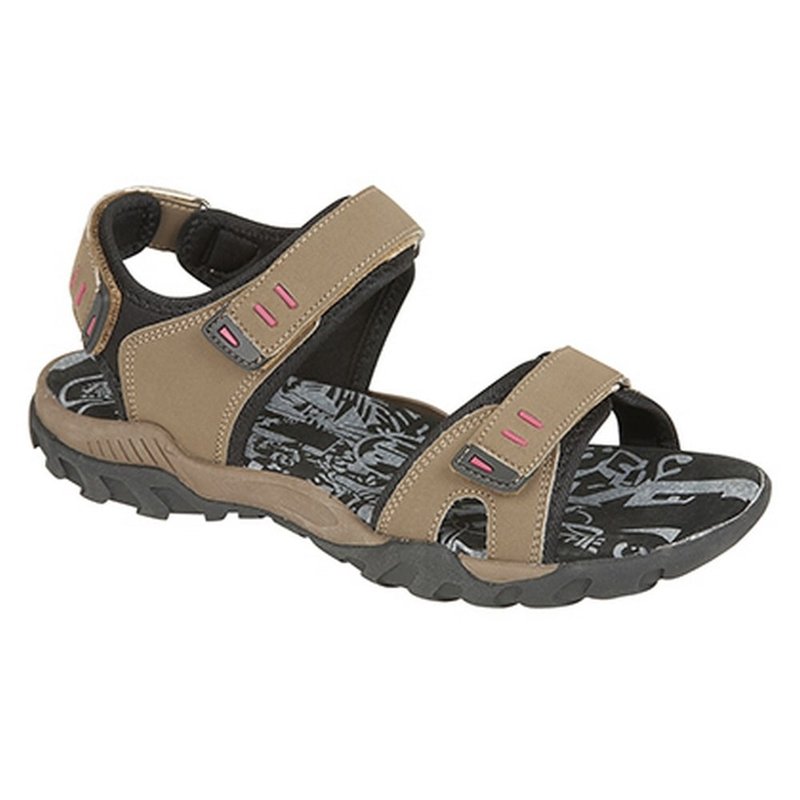 Pdq Womens/ladies Toggle & Touch Fastening Sports Sandals (taupe) In Brown