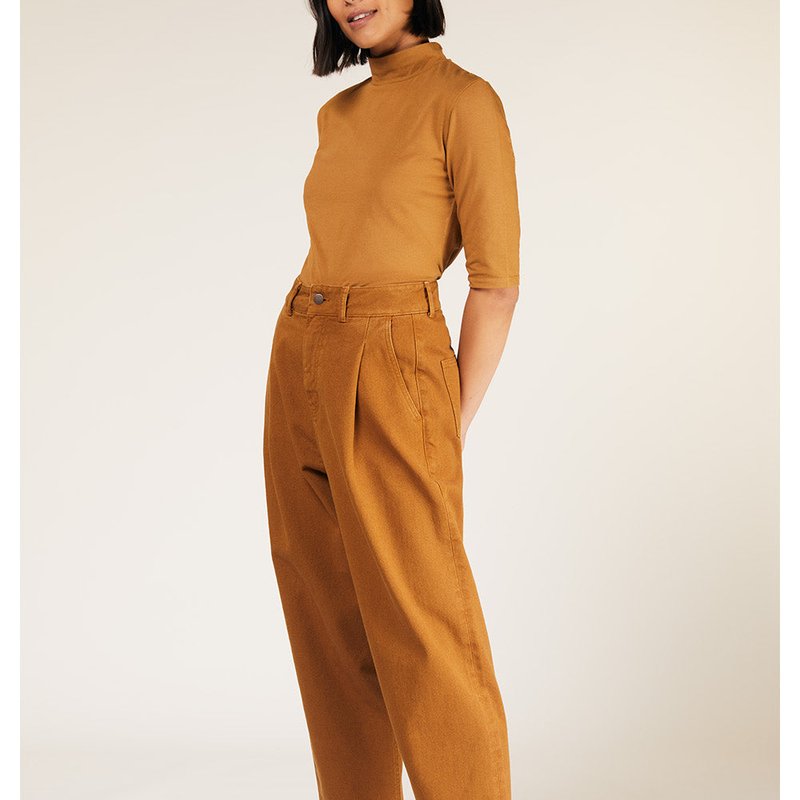 People Tree Alexis Twill Trousers In Brown
