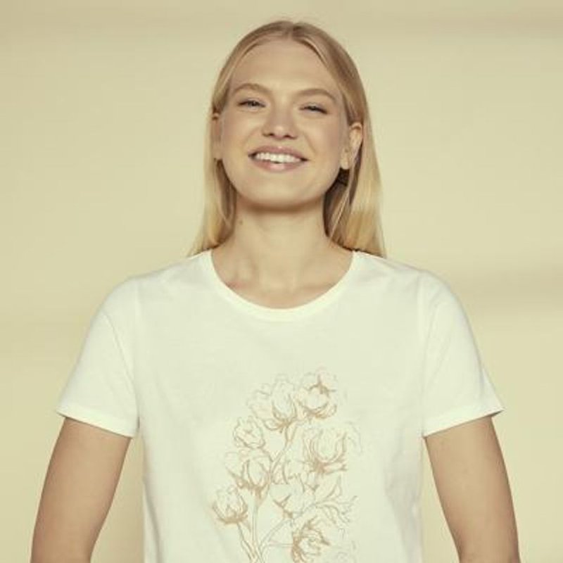 People Tree Cotton Print Tee In White