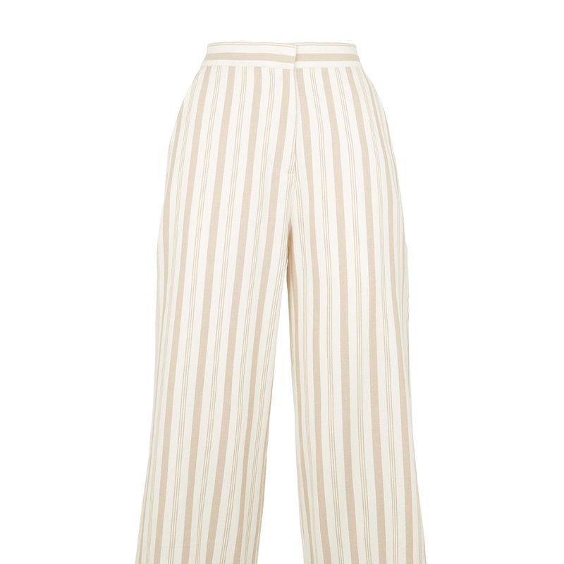 People Tree Emerson Striped Trousers In Brown