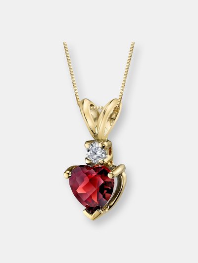 Peora 14 Karat Yellow Gold Heart Shape 1.50 Carats Garnet Diamond Pendant product