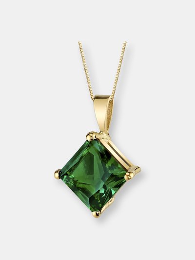 Peora 14 Karat Yellow Gold Princess Cut 2.25 Carats Created Emerald Pendant product