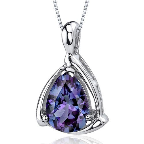 Peora Alexandrite Pendant Necklace Sterling Silver Pear In Grey