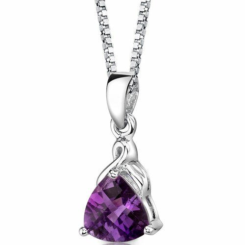Peora Amethyst Pendant Necklace Sterling Silver Trillion In Grey