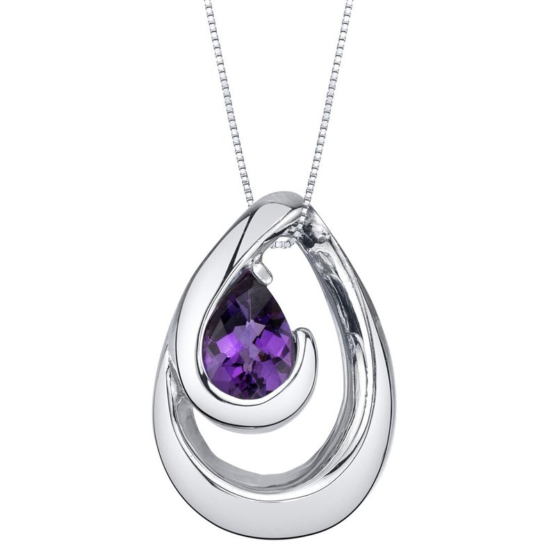 Peora Amethyst Sterling Silver Wave Pendant Necklace In Grey