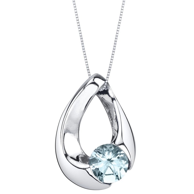 Peora Aquamarine Sterling Silver Slider Pendant Necklace In Grey