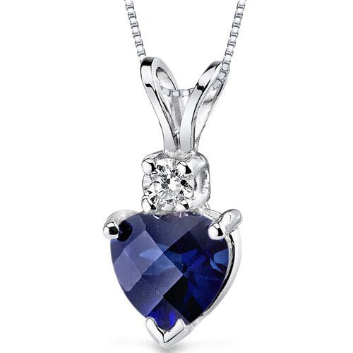 Peora Blue Sapphire Pendant 14 Karat White Gold Heart 1.15 Carats