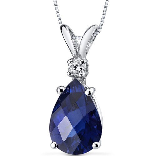 Peora Blue Sapphire Pendant Necklace 14 Karat White Gold Pear 2.43 Cts