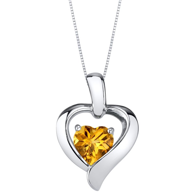 Peora Citrine Sterling Silver Heart In Heart Pendant Necklace In Yellow