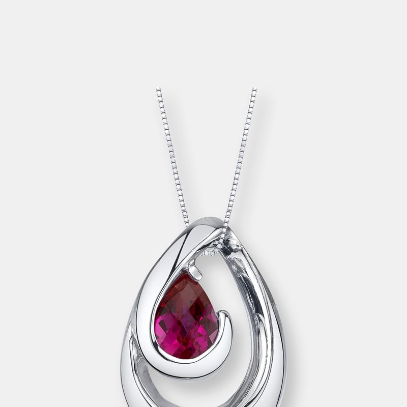 Peora Created Ruby Sterling Silver Wave Pendant Necklace In Red