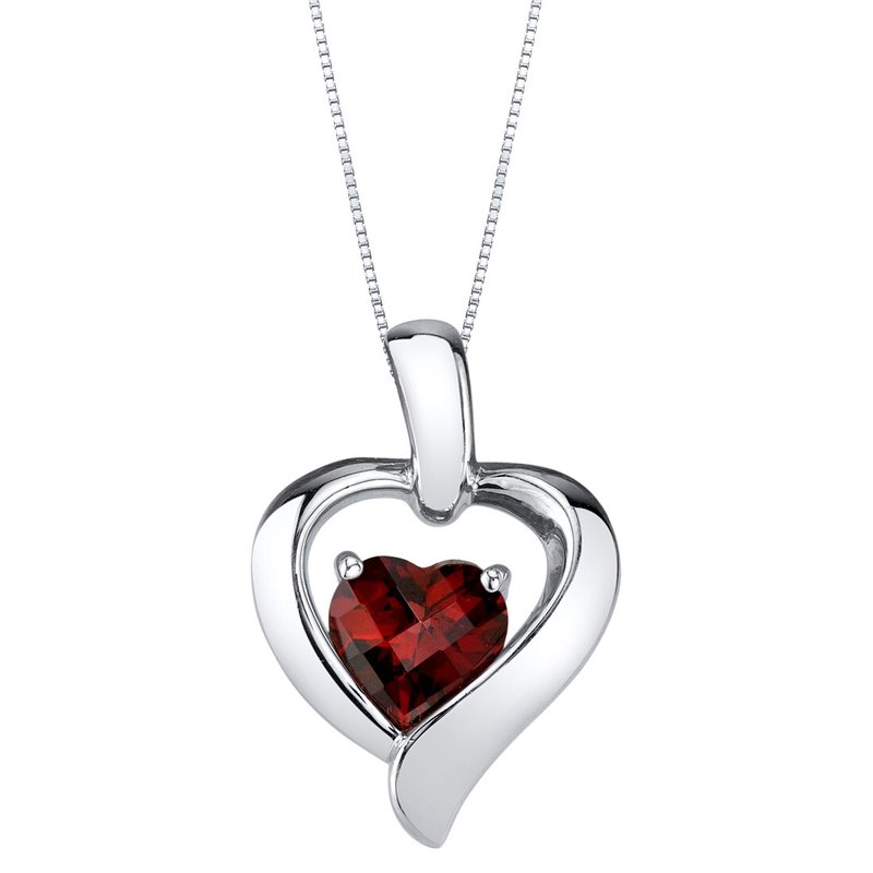 Peora Garnet Sterling Silver Heart In Heart Pendant Necklace In Red