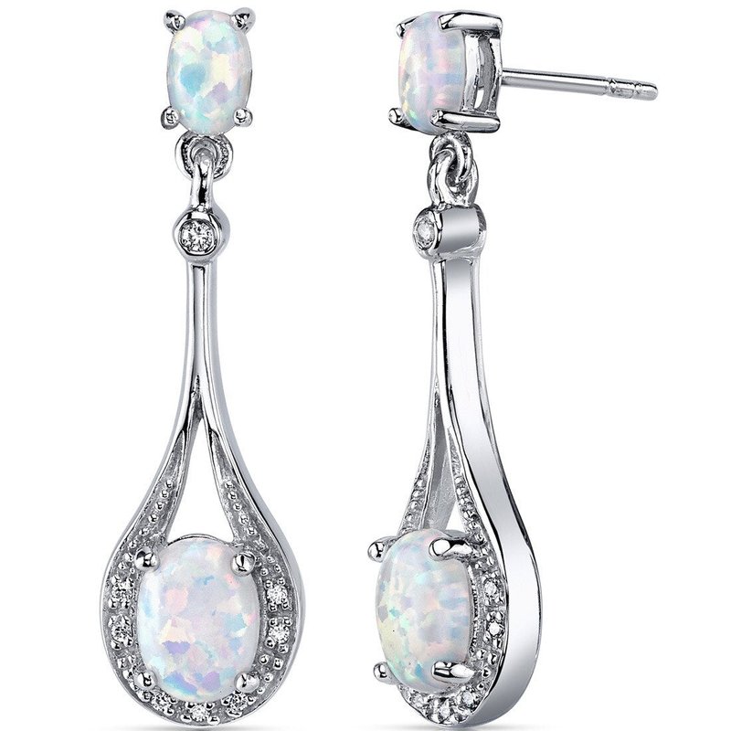 Peora Opal Earrings Sterling Silver Oval Shape 3.50 Cts In White