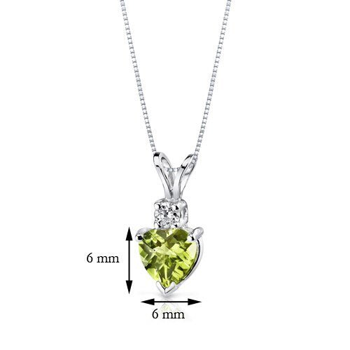 Shop Peora Peridot Pendant Necklace 14 Karat White Gold Heart In Grey