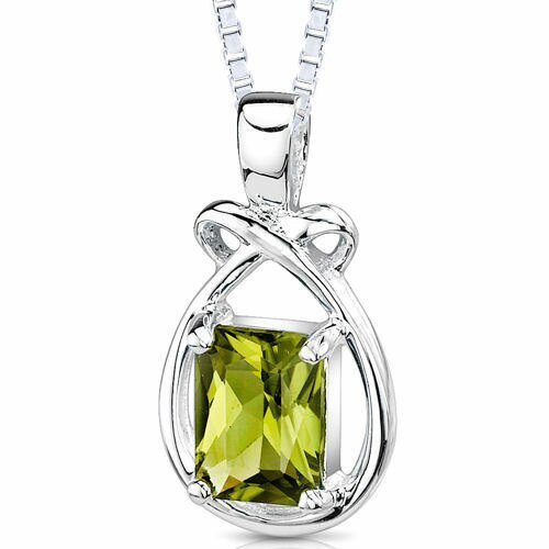 Peora Peridot Pendant Necklace Sterling Silver Radiant 1.5 Carats In Green